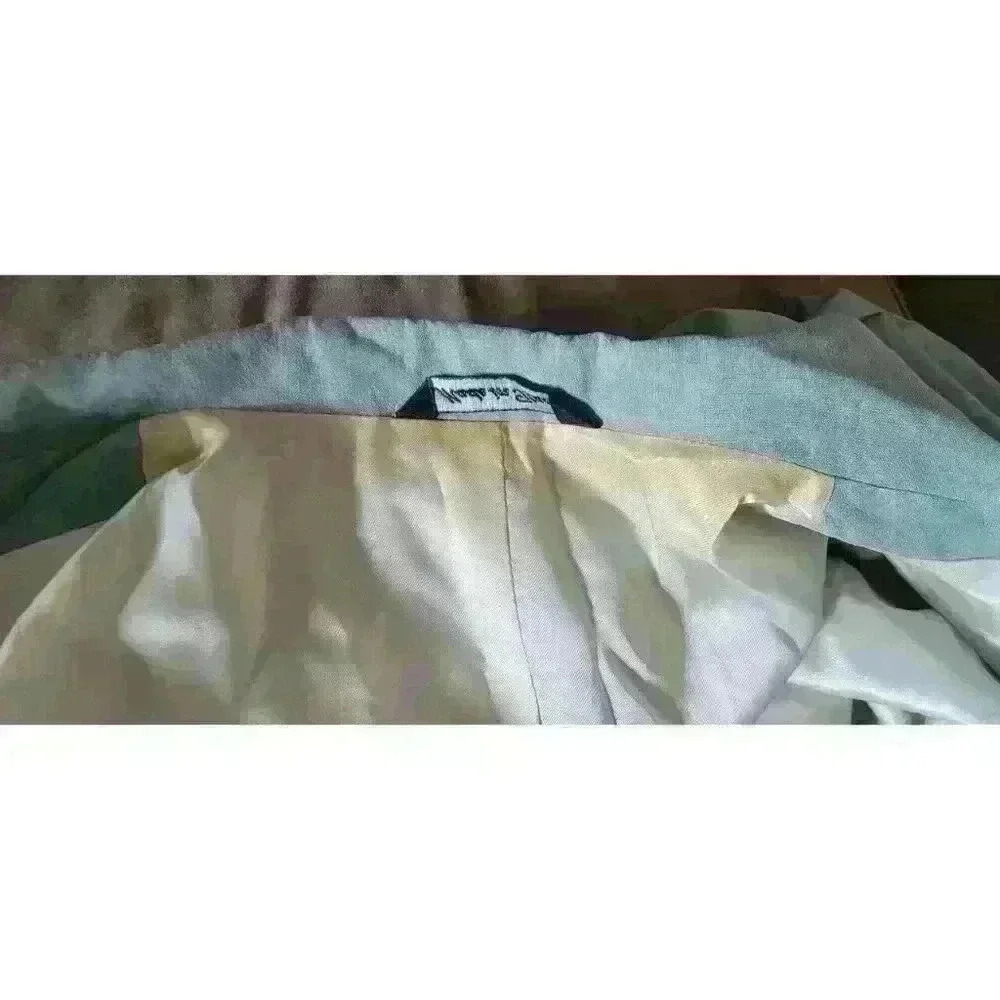 Bocchese Women's Suit Made In Italy 39 Green Silk Blend Blazer Skirt Vintage - Picture 16 of 16
